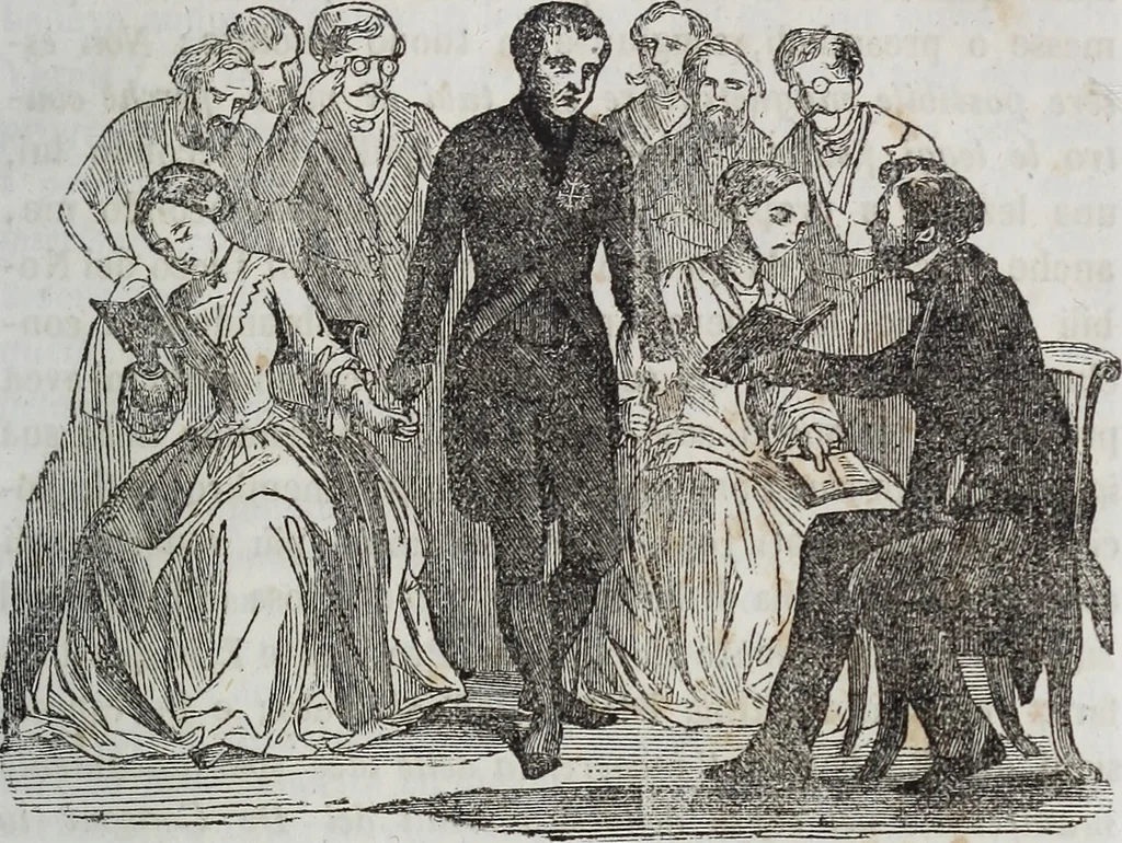 An illustration from La esistenza e spiritualità dell' anima distinta dallo spirito sensitivo prodotto del meccanismo organico contro i materialisti fatta rilevare in più fasi di mesmerica lucidità mediante una trentina di pubbliche gratuite accademie offerte dal mesmerista prof:, 1855, leaf 300