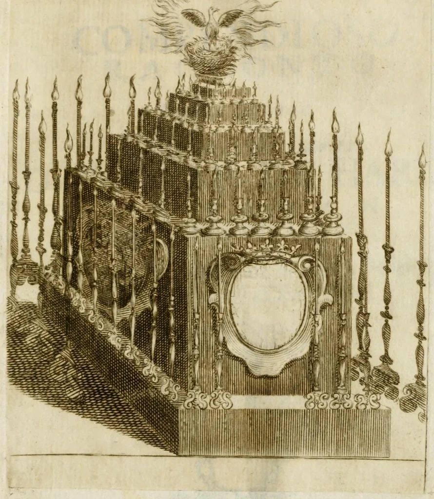 An illustration from La fenice Gusmana, con vn' compendioso racconto della morte dell'eccellentissimo sig. d. Gaspar de Haro y Gusman, marchese del Carpio, vicerè e capitan generale di questa fedelissima città di Napoli e suo regno, 1687, leaf 5