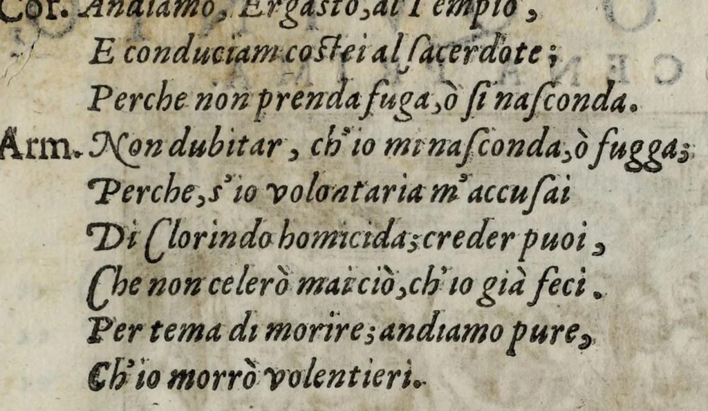 An illustration from La fida Armilla : fauola pastorale, 1610, leaf 213