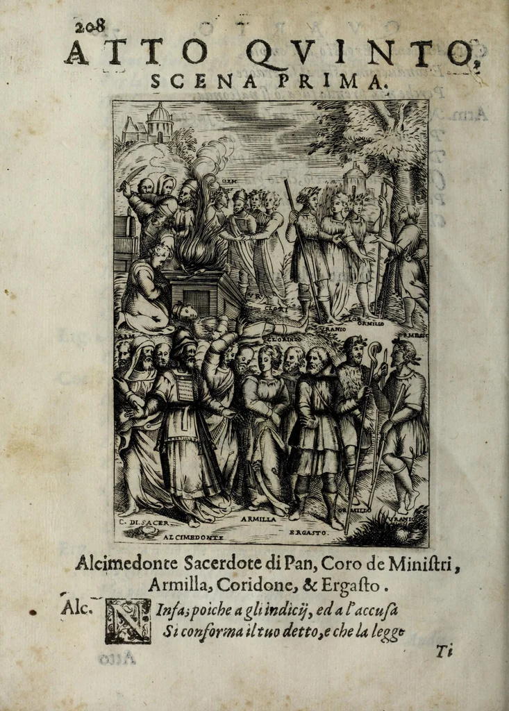 An illustration from La fida Armilla : fauola pastorale, 1610, leaf 214