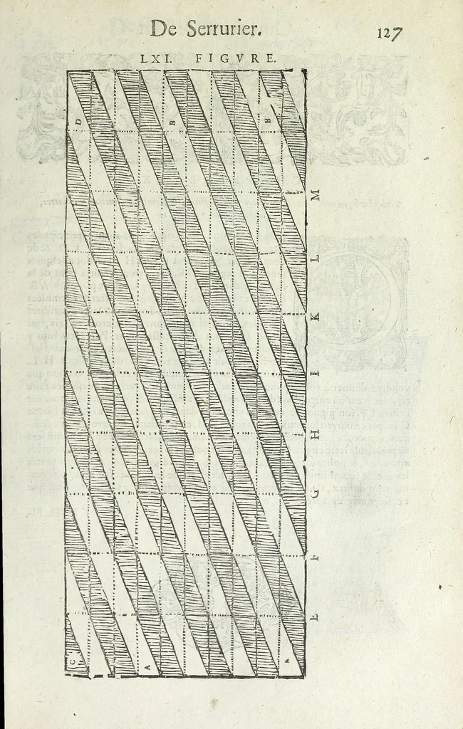 An illustration from La fidelle ouverture de l'art de serrurier : ou l'on void les principaulx preceptes, desseings [sic] et figures touchant les experiences et operations manuelles dudict art : ensemble vn petit traicté de diverses trempes, le tout, 1627, leaf 139