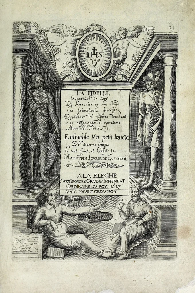 An illustration from La fidelle ouverture de l'art de serrurier : ou l'on void les principaulx preceptes, desseings [sic] et figures touchant les experiences et operations manuelles dudict art : ensemble vn petit traicté de diverses trempes, le tout, 1627, leaf 5