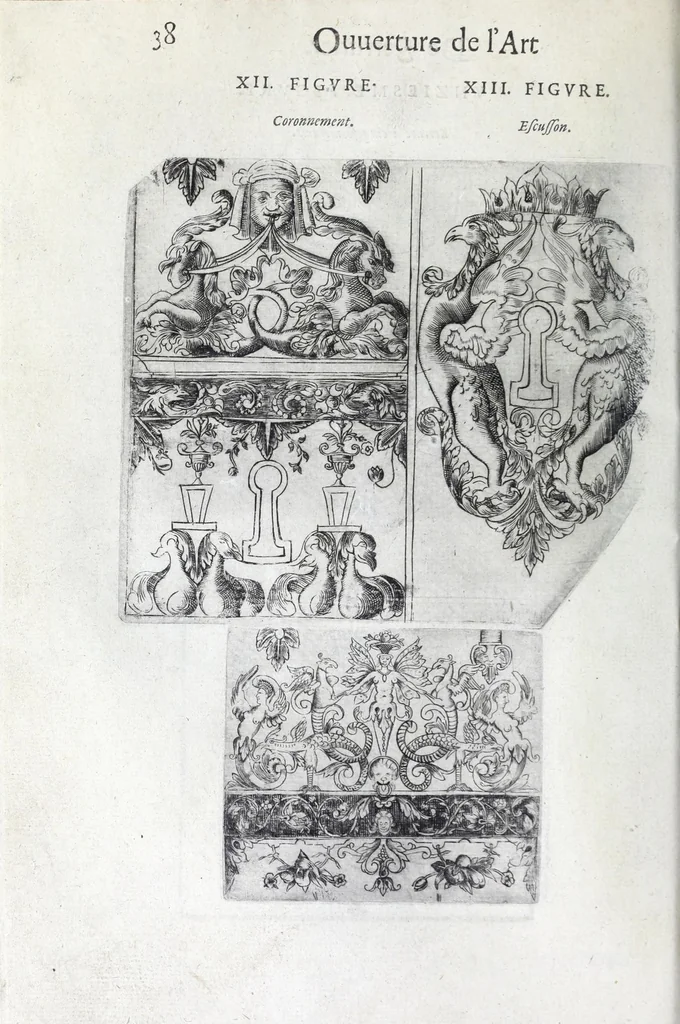 An illustration from La fidelle ouverture de l'art de serrurier : ou l'on void les principaulx preceptes, desseings [sic] et figures touchant les experiences et operations manuelles dudict art : ensemble vn petit traicté de diverses trempes, le tout, 1627, leaf 50