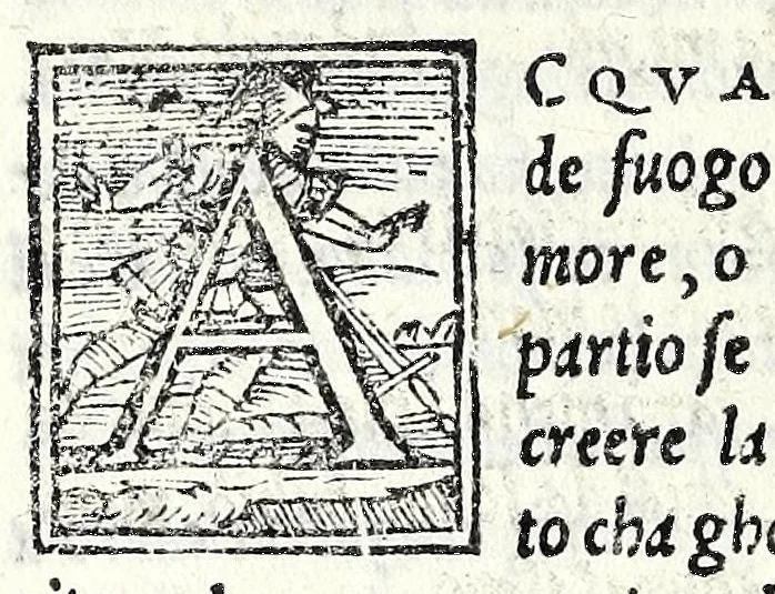 An illustration from La Fiorina : comedia facetissima, giocosa, et piena di piacevole allegrezza, 1557, leaf 24