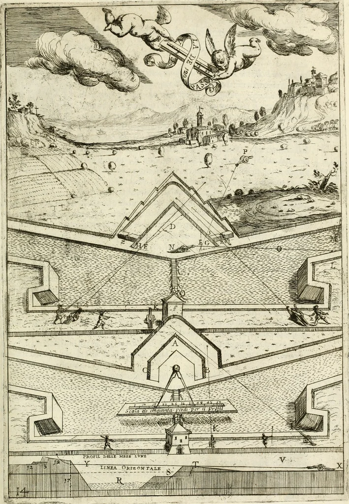 An illustration from La fortificatione, guardia, difesa, et espugnatione delle fortezze esperimentata in diuerse guerre, 1624, leaf 114
