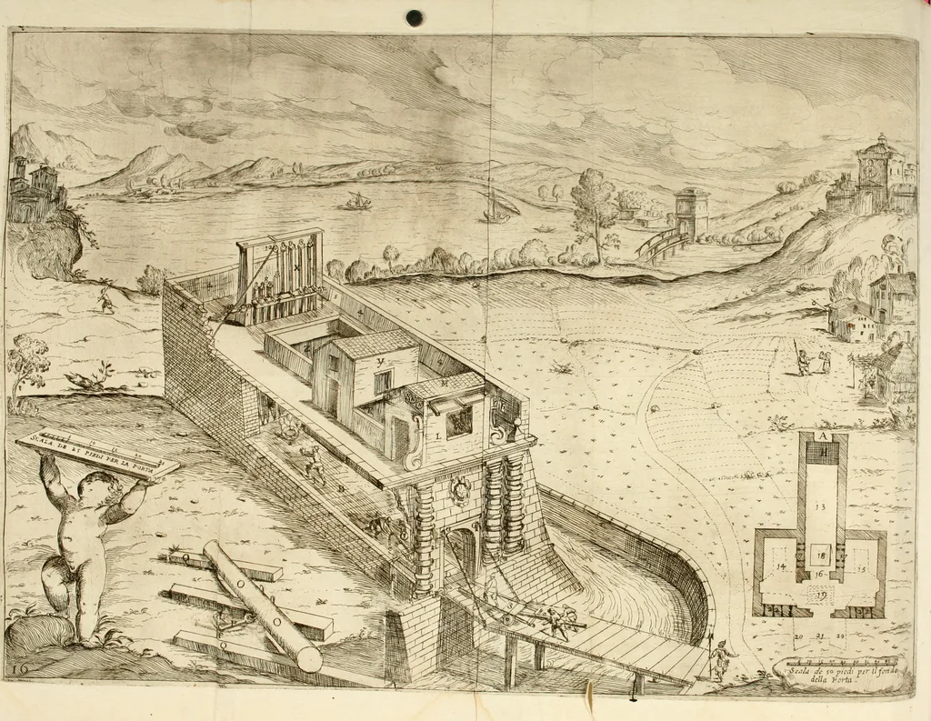 An illustration from La fortificatione, guardia, difesa, et espugnatione delle fortezze esperimentata in diuerse guerre, 1624, leaf 126