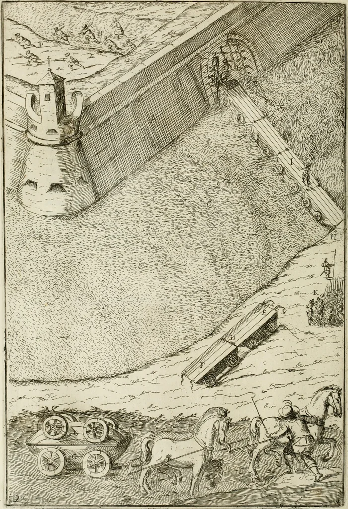 An illustration from La fortificatione, guardia, difesa, et espugnatione delle fortezze esperimentata in diuerse guerre, 1624, leaf 281