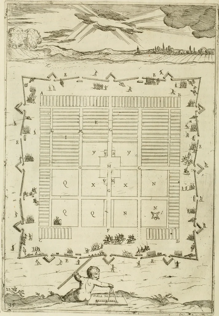 An illustration from La fortificatione, guardia, difesa, et espugnatione delle fortezze esperimentata in diuerse guerre, 1624, leaf 339