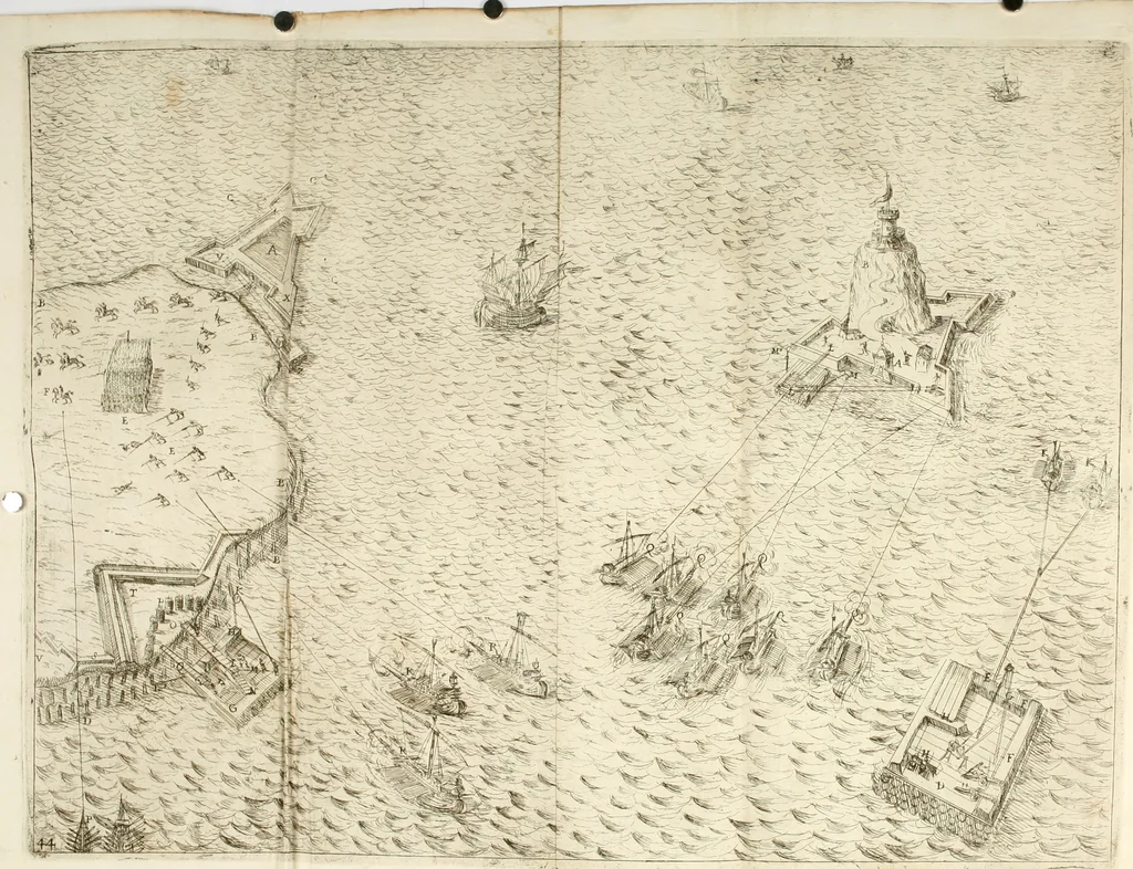 An illustration from La fortificatione, guardia, difesa, et espugnatione delle fortezze esperimentata in diuerse guerre, 1624, leaf 406