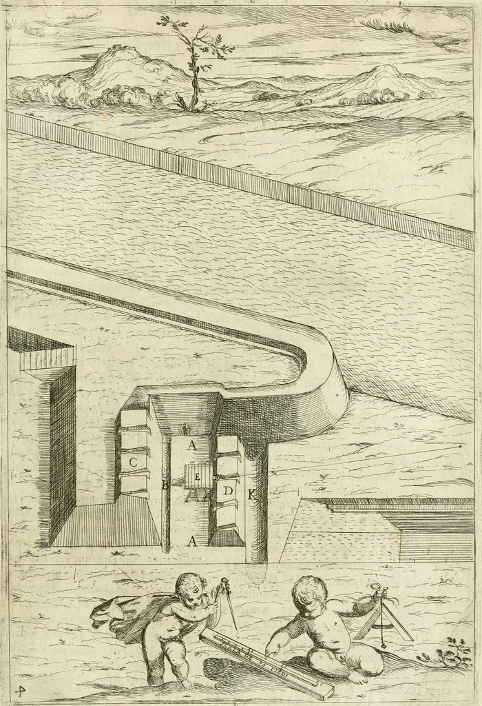 An illustration from La fortificatione, guardia, difesa, et espugnatione delle fortezze esperimentata in diuerse guerre, 1624, leaf 58