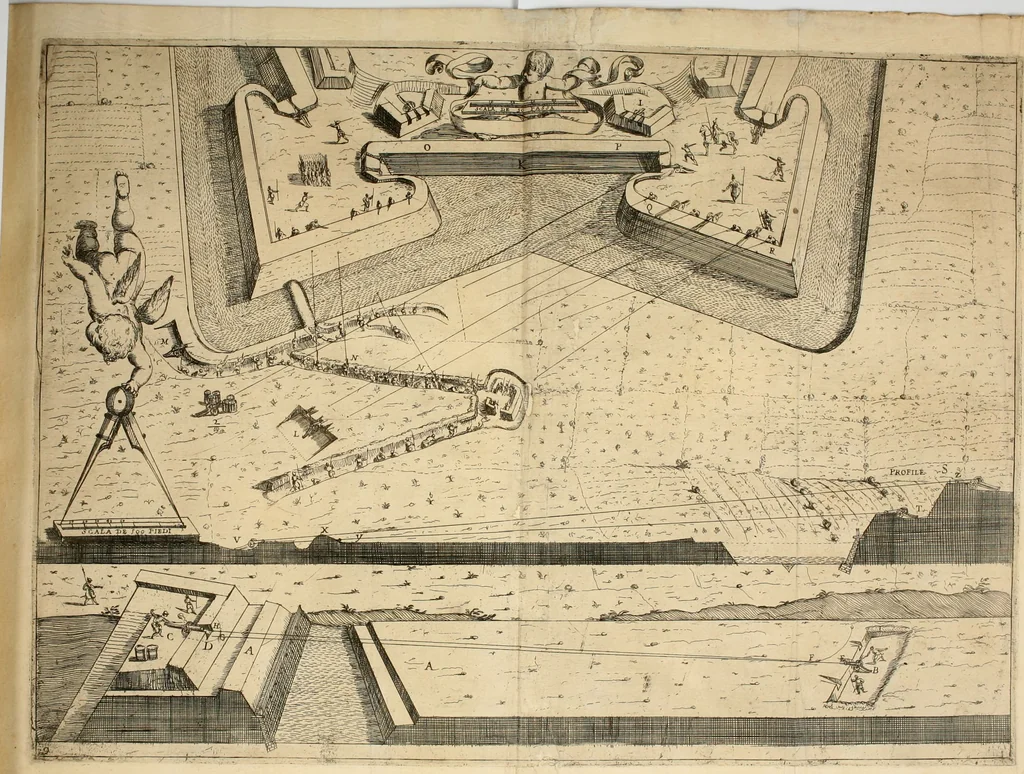 An illustration from La fortificatione, guardia, difesa, et espugnatione delle fortezze esperimentata in diuerse guerre, 1624, leaf 83