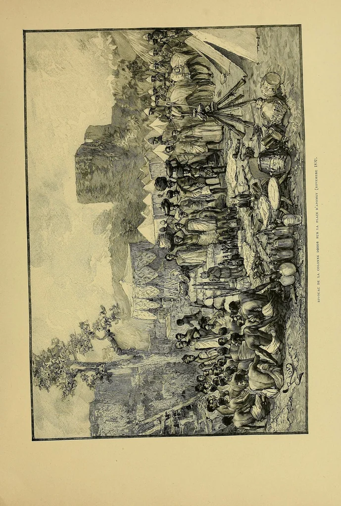An illustration from La France au Dahomey, 1895, leaf 123