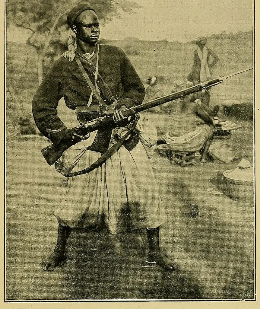 An illustration from La France au Dahomey, 1895, leaf 57