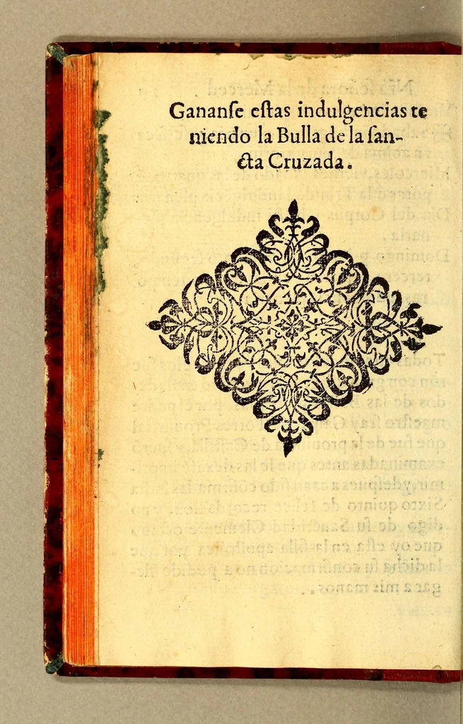An illustration from La fundacion y summario de indulgencias del sacro Orden de Nuestra Señora de la Merced, Rede[m]ption de Captiuos. : Con vn breve tractado q[ue] enseña el camino d[e] la vida perfecta,, 1595, leaf 90