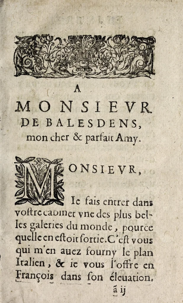 An illustration from La galerie ou les tableaux des dames illustres, 1642, leaf 7