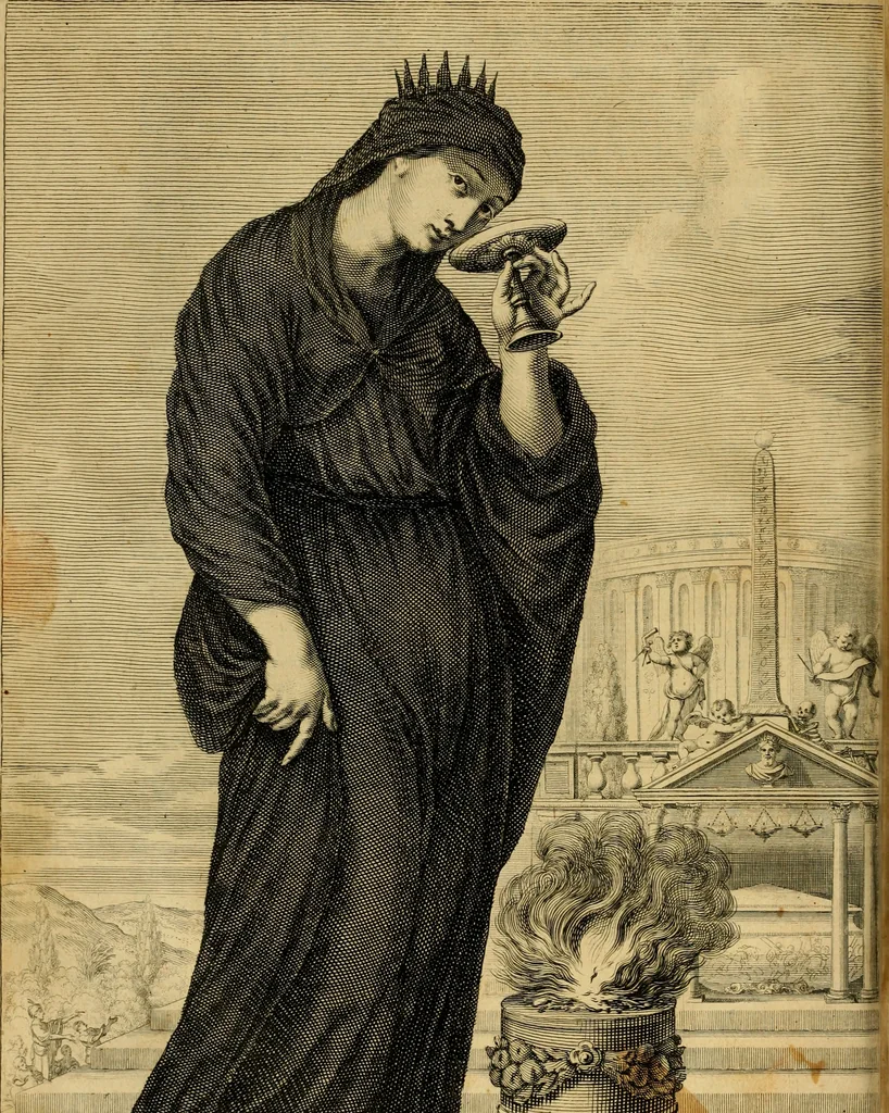 An illustration from La gallerie des femmes fortes, 1647, leaf 187