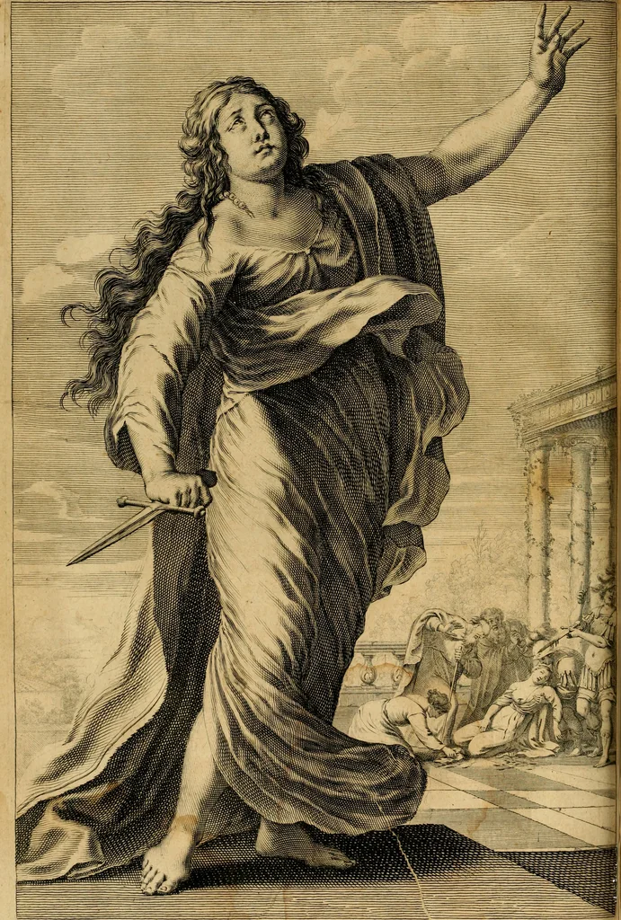 An illustration from La gallerie des femmes fortes, 1647, leaf 235