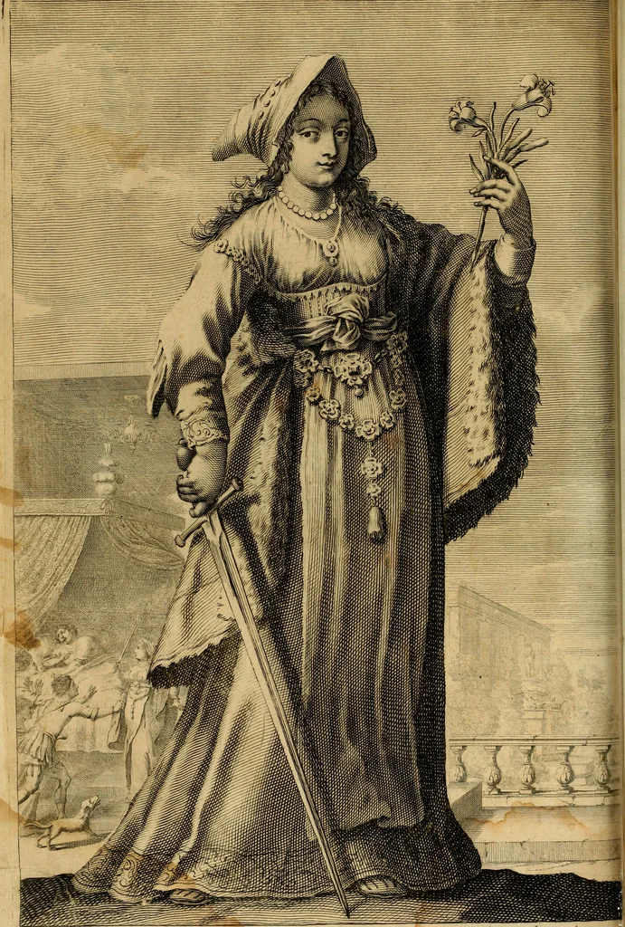 An illustration from La gallerie des femmes fortes, 1647, leaf 335