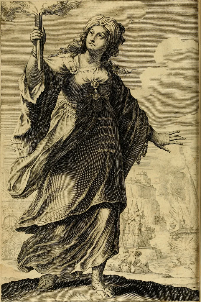 An illustration from La gallerie des femmes fortes, 1647, leaf 397