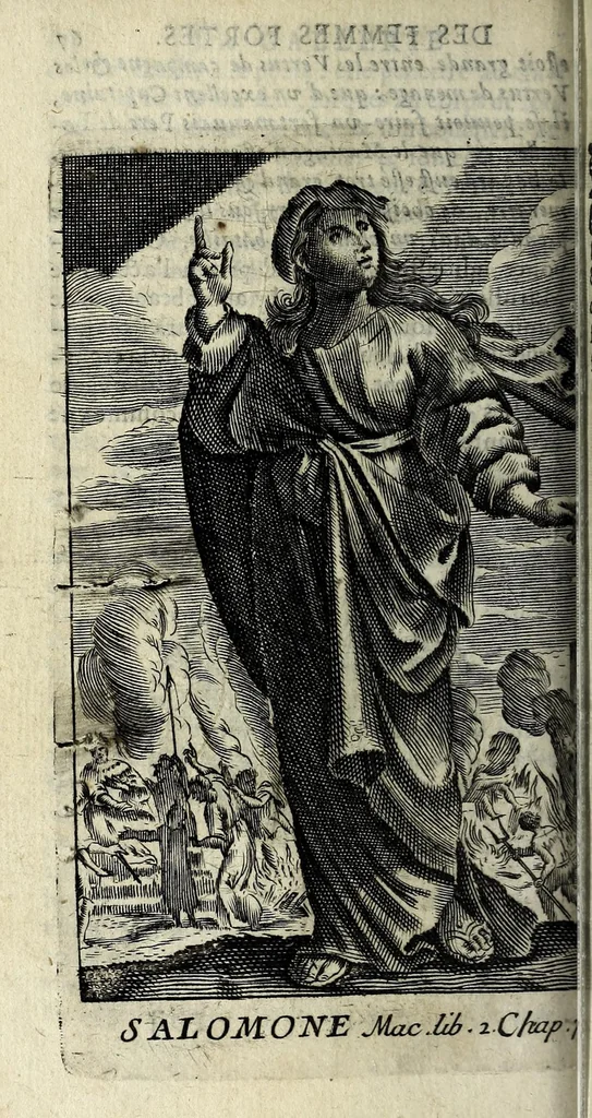 An illustration from La gallerie des femmes fortes, 1665, leaf 180