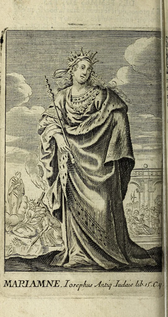 An illustration from La gallerie des femmes fortes, 1665, leaf 198