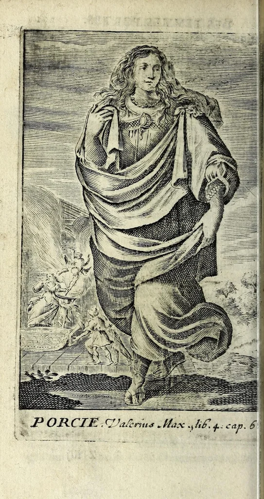 An illustration from La gallerie des femmes fortes, 1665, leaf 384