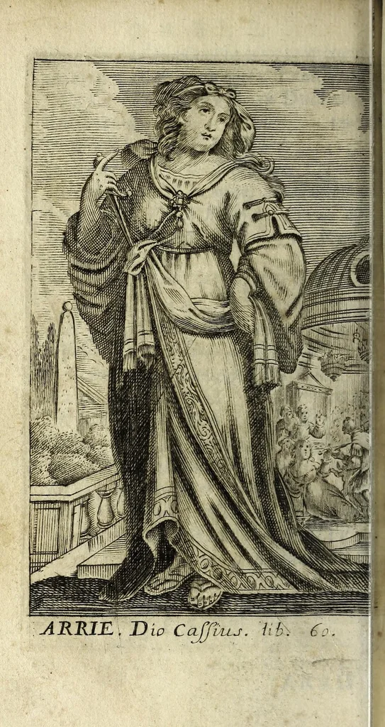 An illustration from La gallerie des femmes fortes, 1665, leaf 418