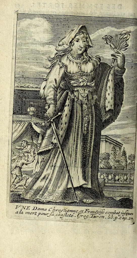 An illustration from La gallerie des femmes fortes, 1665, leaf 476