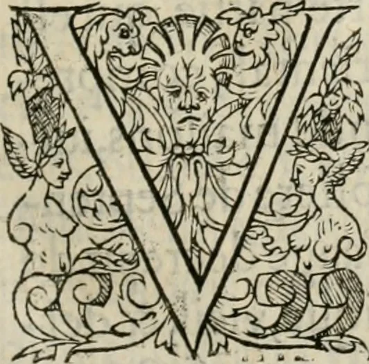 An illustration from La geomance dv Seigneur Christofe de Cattan, gentilhomme Geneuoys. Liure non moins plaisant & recreatif. Auec la roüe de Pythagoras, 1558, leaf 104