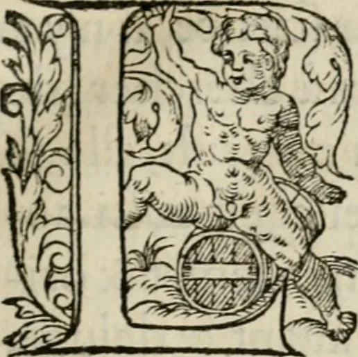 An illustration from La geomance dv Seigneur Christofe de Cattan, gentilhomme Geneuoys. Liure non moins plaisant & recreatif. Auec la roüe de Pythagoras, 1558, leaf 24