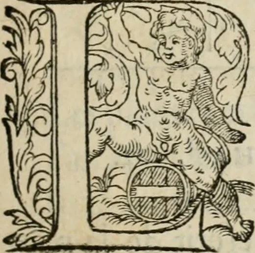 An illustration from La geomance dv Seigneur Christofe de Cattan, gentilhomme Geneuoys. Liure non moins plaisant & recreatif. Auec la roüe de Pythagoras, 1558, leaf 42