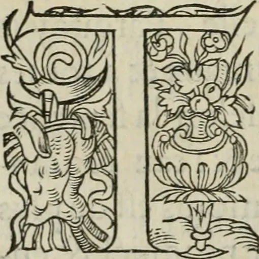 An illustration from La geomance dv Seigneur Christofe de Cattan, gentilhomme Geneuoys. Liure non moins plaisant & recreatif. Auec la roüe de Pythagoras, 1558, leaf 43