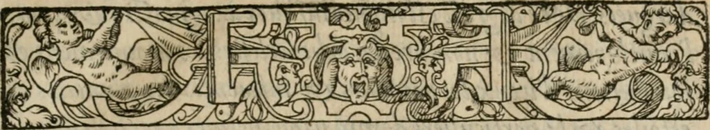 An illustration from La geomance dv Seigneur Christofe de Cattan, gentilhomme Geneuoys. Liure non moins plaisant & recreatif. Auec la roüe de Pythagoras, 1558, leaf 6