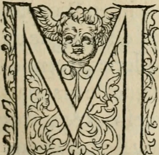 An illustration from La geomance dv Seigneur Christofe de Cattan, gentilhomme Geneuoys. Liure non moins plaisant & recreatif. Auec la roüe de Pythagoras, 1558, leaf 68