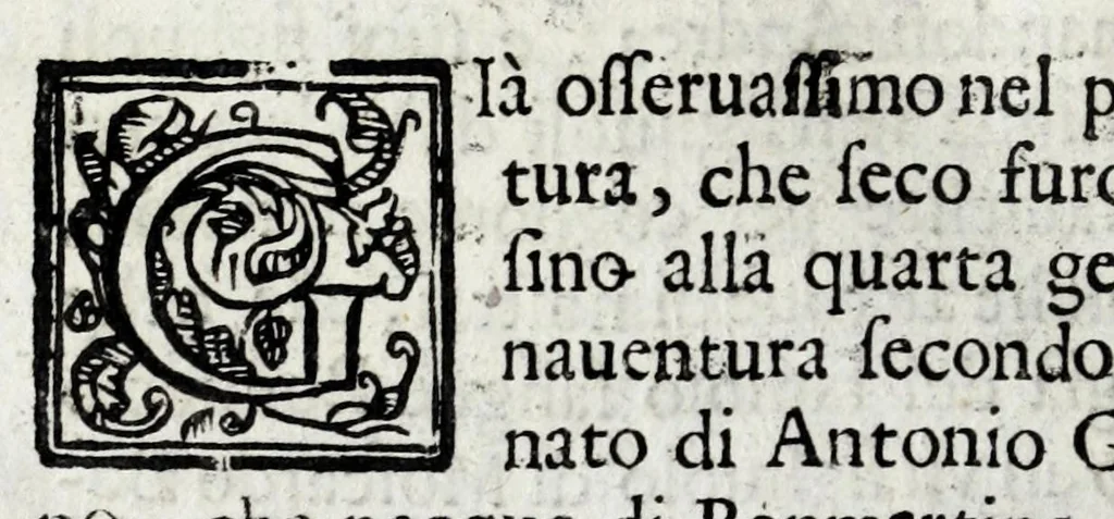 An illustration from Lago, fortezza, e rocca di Garda e Gardesana : con la genealogia de gli antichi signori di Garda, hora detti Carlotti : nobili di Verona, marchesi di Riperbella nella Toscana, baroni di Cesterol, e di Villanoua, e signori di Masuquies, Cailà, e S. Giouanni, nella lingua d'Occa, 1679, leaf 142
