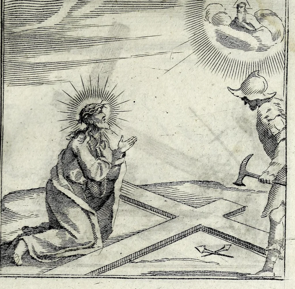 An illustration from L'agreable entretien des ames : sur 168 tableaux souscris de prieres, pour mediter les sts. misteres et pour regler nos vies et mœurs sur celles de n[ot]re sauueur Iesus Christ et de Ste. Marie sa mere, en disant le chapelet du rozaire, 1648, leaf 109