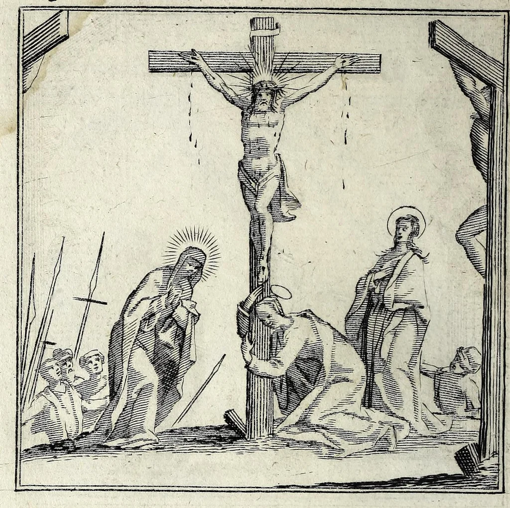 An illustration from L'agreable entretien des ames : sur 168 tableaux souscris de prieres, pour mediter les sts. misteres et pour regler nos vies et mœurs sur celles de n[ot]re sauueur Iesus Christ et de Ste. Marie sa mere, en disant le chapelet du rozaire, 1648, leaf 120