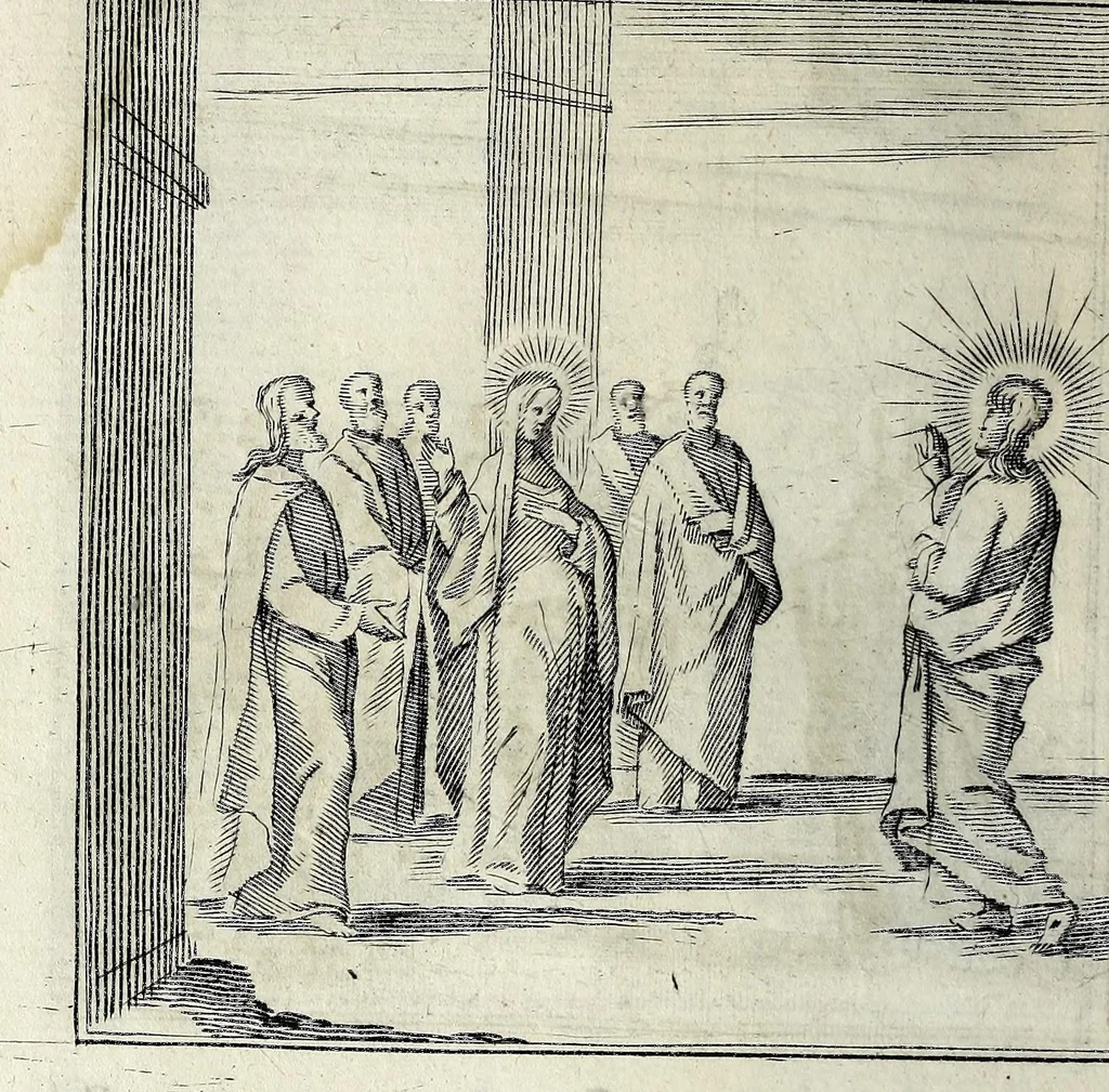 An illustration from L'agreable entretien des ames : sur 168 tableaux souscris de prieres, pour mediter les sts. misteres et pour regler nos vies et mœurs sur celles de n[ot]re sauueur Iesus Christ et de Ste. Marie sa mere, en disant le chapelet du rozaire, 1648, leaf 138