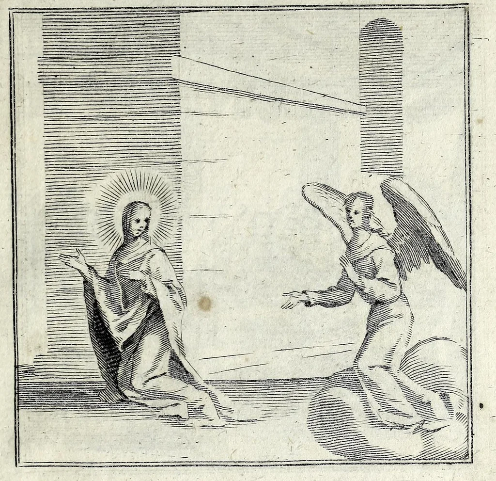 An illustration from L'agreable entretien des ames : sur 168 tableaux souscris de prieres, pour mediter les sts. misteres et pour regler nos vies et mœurs sur celles de n[ot]re sauueur Iesus Christ et de Ste. Marie sa mere, en disant le chapelet du rozaire, 1648, leaf 167