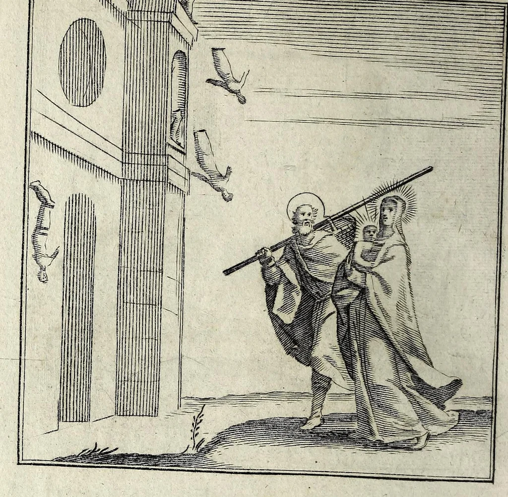 An illustration from L'agreable entretien des ames : sur 168 tableaux souscris de prieres, pour mediter les sts. misteres et pour regler nos vies et mœurs sur celles de n[ot]re sauueur Iesus Christ et de Ste. Marie sa mere, en disant le chapelet du rozaire, 1648, leaf 56