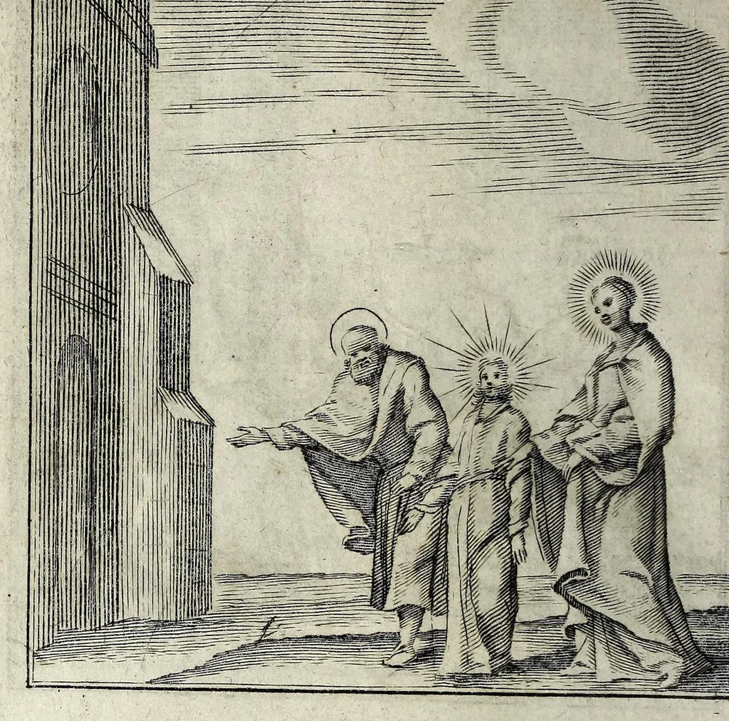An illustration from L'agreable entretien des ames : sur 168 tableaux souscris de prieres, pour mediter les sts. misteres et pour regler nos vies et mœurs sur celles de n[ot]re sauueur Iesus Christ et de Ste. Marie sa mere, en disant le chapelet du rozaire, 1648, leaf 60