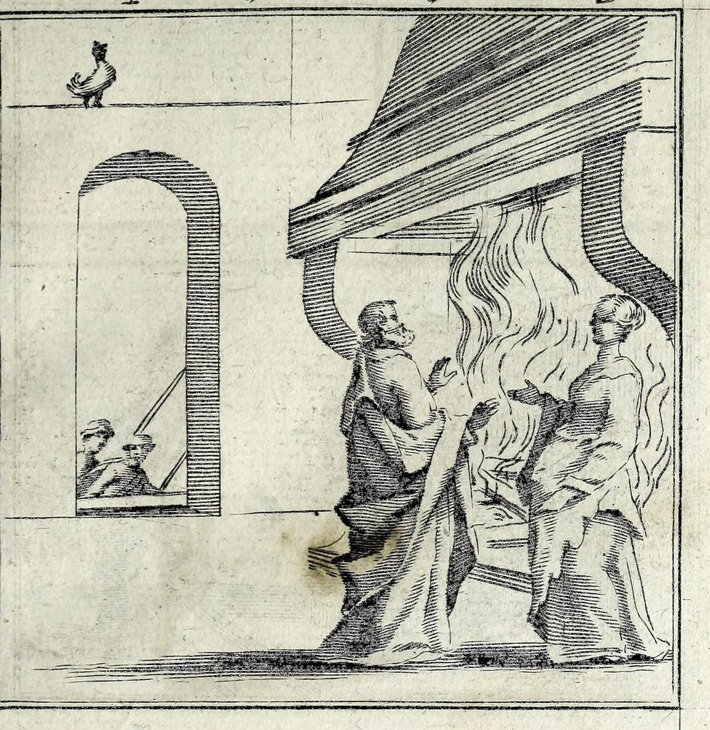 An illustration from L'agreable entretien des ames : sur 168 tableaux souscris de prieres, pour mediter les sts. misteres et pour regler nos vies et mœurs sur celles de n[ot]re sauueur Iesus Christ et de Ste. Marie sa mere, en disant le chapelet du rozaire, 1648, leaf 87