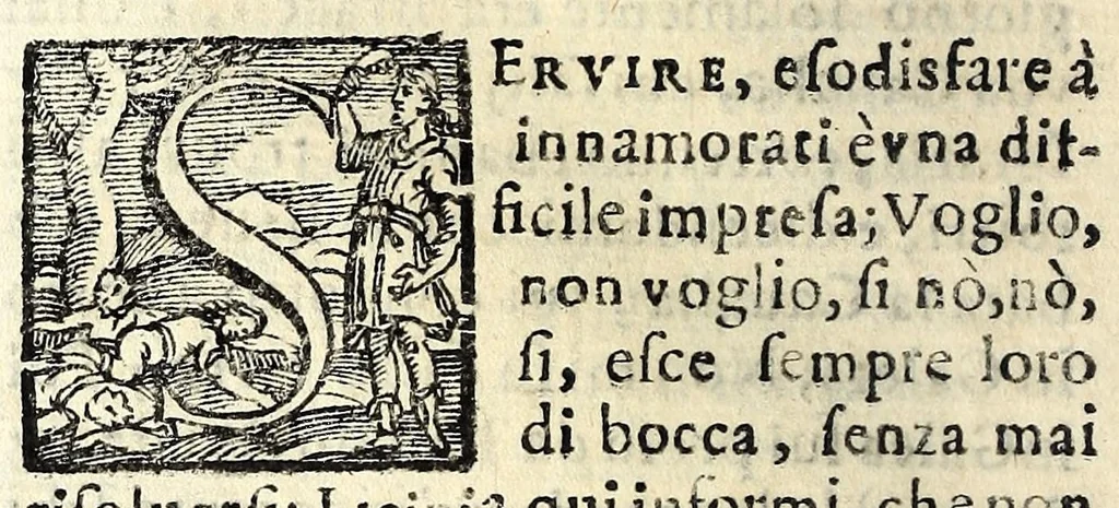 An illustration from La greca schiava : commedia, 1618, leaf 32