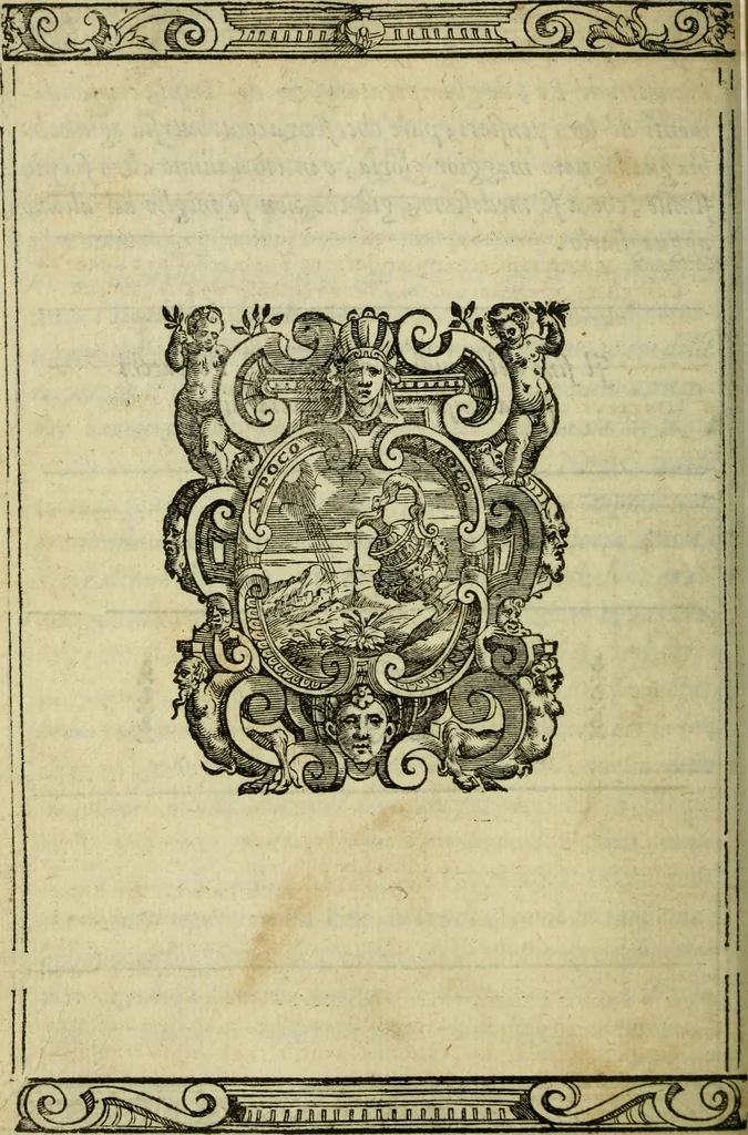 An illustration from La historia d'Italia ...: nuouamente rescontrata con tutti gli altri historici & auttori, che dell'istesse cose habbiano scritto: & ornata in margine con l'annotationi de' riscontri fatti da Thomaso Porcacchi da Castiglione Arretino. Con un Guidicio fatto dal medesimo, per discoprir tutte le bellezze di questa Historia: & una Raccolta di tutte le sententie sparse per l'opera: et con due tauole: una de gli auttori citati in margine; & l'altra delle cose notabili, 1574, leaf 109