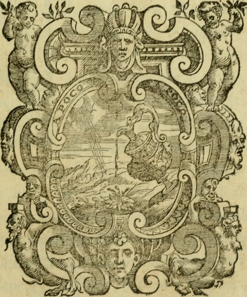 An illustration from La historia d'Italia ...: nuouamente rescontrata con tutti gli altri historici & auttori, che dell'istesse cose habbiano scritto: & ornata in margine con l'annotationi de' riscontri fatti da Thomaso Porcacchi da Castiglione Arretino. Con un Guidicio fatto dal medesimo, per discoprir tutte le bellezze di questa Historia: & una Raccolta di tutte le sententie sparse per l'opera: et con due tauole: una de gli auttori citati in margine; & l'altra delle cose notabili, 1574, leaf 78