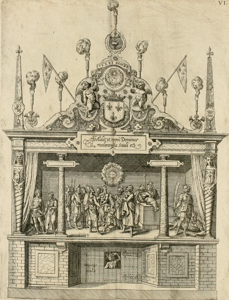 An illustration from La Ioyevse & magnifique entrée de Monseigneur Françoys, fils de France, et frere vnicqve dv Roy, par la grace de Dieu, Dvc de Brabant, d'Anjou, Alençon, Berri, &c. en sa tres-renommée ville d'Anvers, 1582, leaf 45