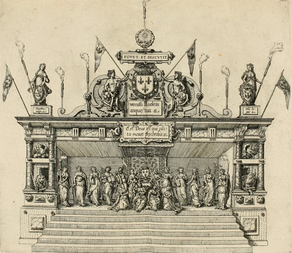 An illustration from La Ioyevse & magnifique entrée de Monseigneur Françoys, fils de France, et frere vnicqve dv Roy, par la grace de Dieu, Dvc de Brabant, d'Anjou, Alençon, Berri, &c. en sa tres-renommée ville d'Anvers, 1582, leaf 63