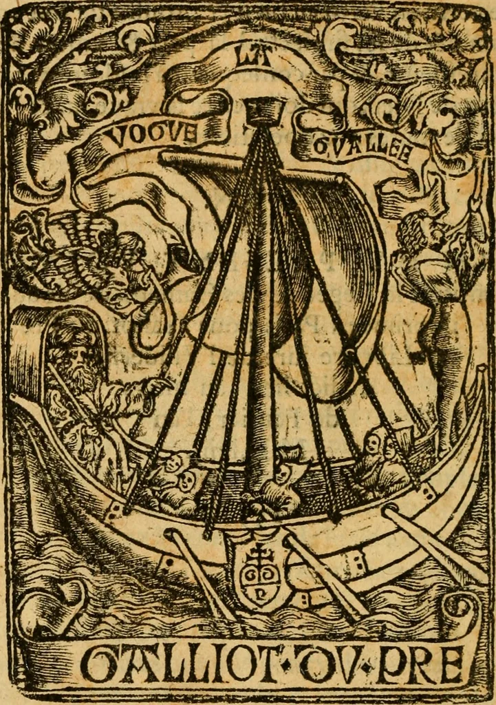 An illustration from La Legende des Flamens : cronique abregee, en laquelle est faict succinct recueil de l'origine des peuples & estatz de Flandres, Arthois, Haynault & Bourgongne, & des guerres par eulx faictes à leurs princes & à leurs voisins : auec plaisante co[m]memoration[n] de plusieurs choses faictes & auenuës en France Angleterre & Alemaigne, depuis sept ou huict cens ans : semblablement y sont traictées les descentes & genealogies des roys de Naples & de Sicille, & des princes & ducz de Milan, & quel droict ont les roys de France aus dictz royaumes & duché, 1558, leaf 325