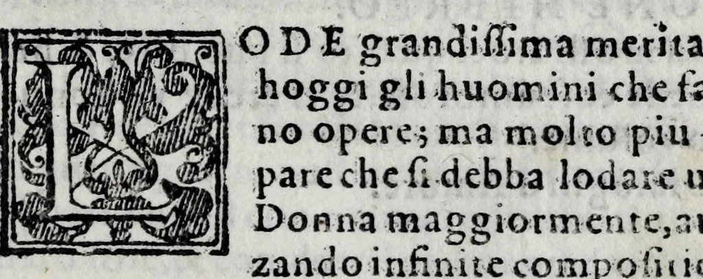 An illustration from La libraria del Doni fiorentino; nella quale sono scritti tutti gli autori volgari, con cento discorsi sopra quelli; tutte le tradottioni fatte dall'altre lingue nella nostra, & vna tauola generale, come si costuma fra librari.., 1551, leaf 93