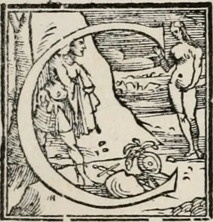 An illustration from L'alitinonfo di m. Gasparo Scaruffi Regiano, per fare ragione, et concordanza d'oro, e d'argento : che seruirà in vniuersale; tanto per prouedere à gli infiniti abusi del tosare, et guastare monete; quanto per regolare ogni sorte di pagamenti, et ridurre anco tutto il mondo ad vna sola moneta, 1582, leaf 42